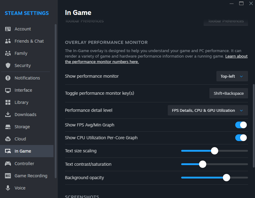 Steam Settings