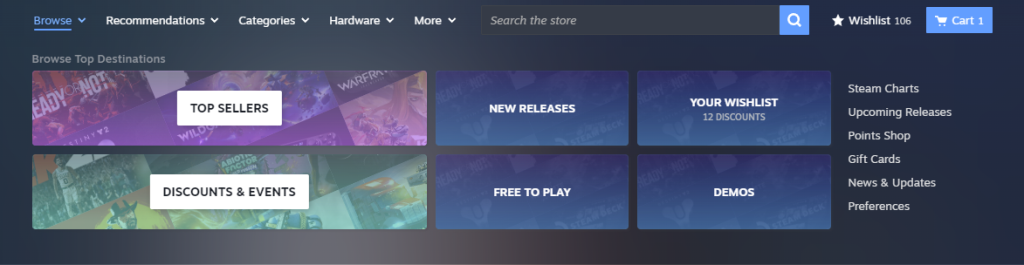 Розділ Browse Steam